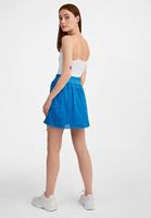 Bayan Mavi Bağcık Detaylı Mini Etek
