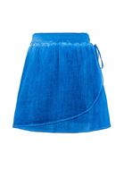 Bayan Mavi Bağcık Detaylı Mini Etek