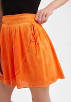 Bayan Turuncu Bağcık Detaylı Mini Etek