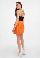 Bayan Turuncu Bağcık Detaylı Mini Etek