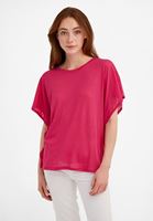 Bayan Pembe Sıfır Yaka Volanlı Tişört