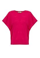 Bayan Pembe Sıfır Yaka Volanlı Tişört