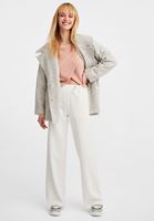 Bayan Gri Geniş Yakalı Çift Düğmeli Ceket