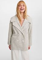 Bayan Gri Geniş Yakalı Çift Düğmeli Ceket