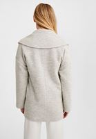 Bayan Gri Geniş Yakalı Çift Düğmeli Ceket