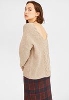 Bayan Gri Örgü Detaylı Triko Kazak