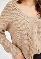 Bayan Gri Örgü Detaylı Triko Kazak