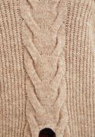 Bayan Gri Örgü Detaylı Triko Kazak