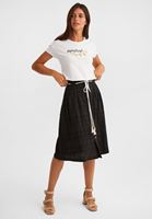 Bayan Siyah Pile Detaylı Düğmeli Etek