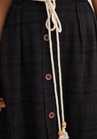 Bayan Siyah Pile Detaylı Düğmeli Etek