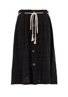 Bayan Siyah Pile Detaylı Düğmeli Etek