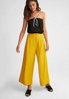 Bayan Sarı Düğme Detaylı Yüksek Bel Pantolon