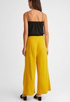 Bayan Sarı Düğme Detaylı Yüksek Bel Pantolon