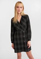 Bayan Siyah Kruvaze Yaka Mini Elbise