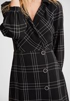 Bayan Siyah Kruvaze Yaka Mini Elbise