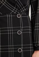 Bayan Siyah Kruvaze Yaka Mini Elbise