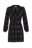 Bayan Siyah Kruvaze Yaka Mini Elbise