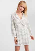 Bayan Krem Kruvaze Yaka Mini Elbise