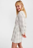 Bayan Krem Kruvaze Yaka Mini Elbise