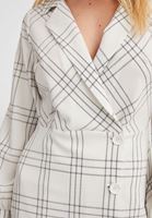 Bayan Krem Kruvaze Yaka Mini Elbise