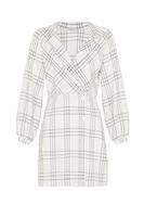 Bayan Krem Kruvaze Yaka Mini Elbise