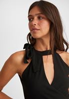 Bayan Siyah Bağlama Detaylı Crop Atlet