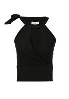 Bayan Siyah Bağlama Detaylı Crop Atlet