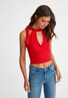 Bayan Kırmızı Bağlama Detaylı Crop Atlet