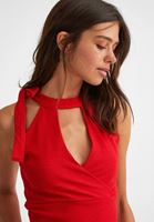 Bayan Kırmızı Bağlama Detaylı Crop Atlet