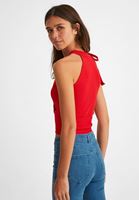 Bayan Kırmızı Bağlama Detaylı Crop Atlet