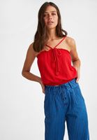 Bayan Kırmızı Halat Askılı Crop Bluz