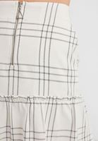 Bayan Krem Önü Fermuarlı Mini Etek