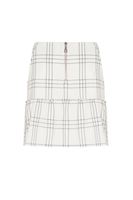 Bayan Krem Önü Fermuarlı Mini Etek