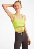 Women Green Tank Top with Lace-up