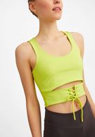Women Green Tank Top with Lace-up