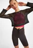 Bayan Antrasit Uzun Kollu File Tişört