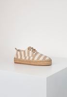 Bayan Krem Çizgi Desenli Espadril