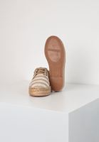 Bayan Krem Çizgi Desenli Espadril