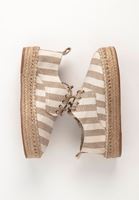 Bayan Krem Çizgi Desenli Espadril