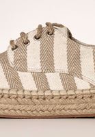 Bayan Krem Çizgi Desenli Espadril