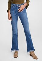 Bayan Mavi Yüksek Belli Flare Paça Denim Pantolon