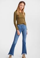 Bayan Mavi Yüksek Belli Flare Paça Denim Pantolon