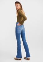 Bayan Mavi Yüksek Belli Flare Paça Denim Pantolon