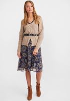 Bayan Çok Renkli Desenli Uzun Kollu Midi Elbise