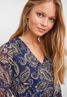 Bayan Çok Renkli Desenli Uzun Kollu Midi Elbise