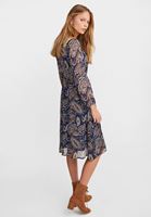 Bayan Çok Renkli Desenli Uzun Kollu Midi Elbise