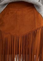 Bayan Kahverengi Püsküllü Süet Etek