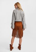 Bayan Kahverengi Püsküllü Süet Etek