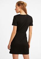 Bayan Siyah Yumuşak Dokulu Mini Elbise