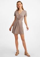 Bayan Kahverengi Yumuşak Dokulu Mini Elbise